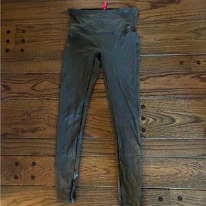 Spanx Faux Leather Olive Green High-Waisted Leggings